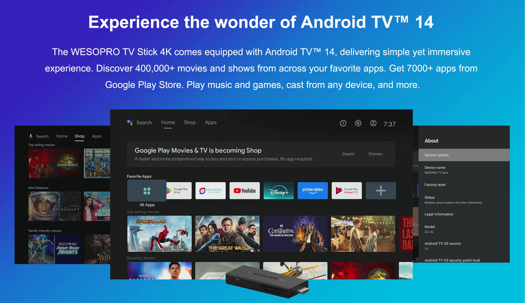 4K Android TV Streaming Stick - Smart HDMI Dongle