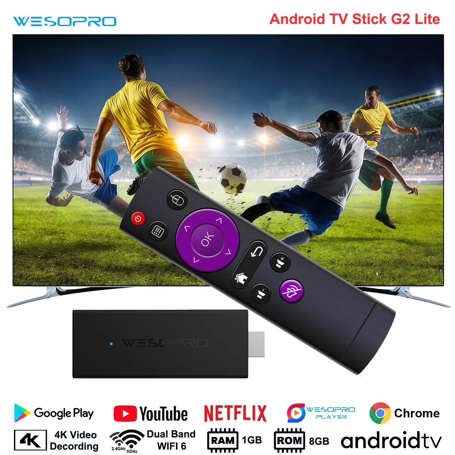 4K Android TV Streaming Stick - Smart HDMI Dongle