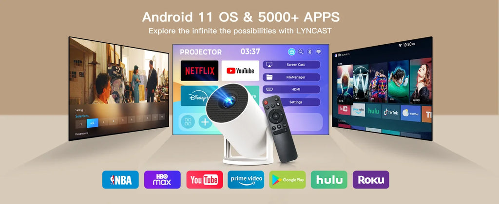 4K Mini Projector - Portable Home Theater with WiFi & Bluetooth